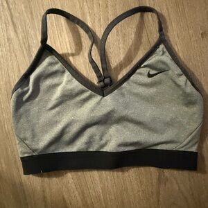 Nike Gray and Black Sports Bra with Racerback Design